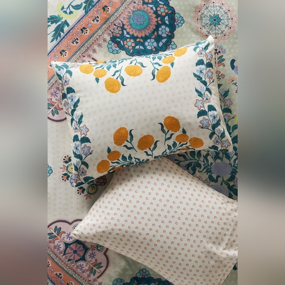 Set Of 2 Organic Cotton Pillow Shams From Treven Anthropolgie Standard Size - Picture 1 of 3